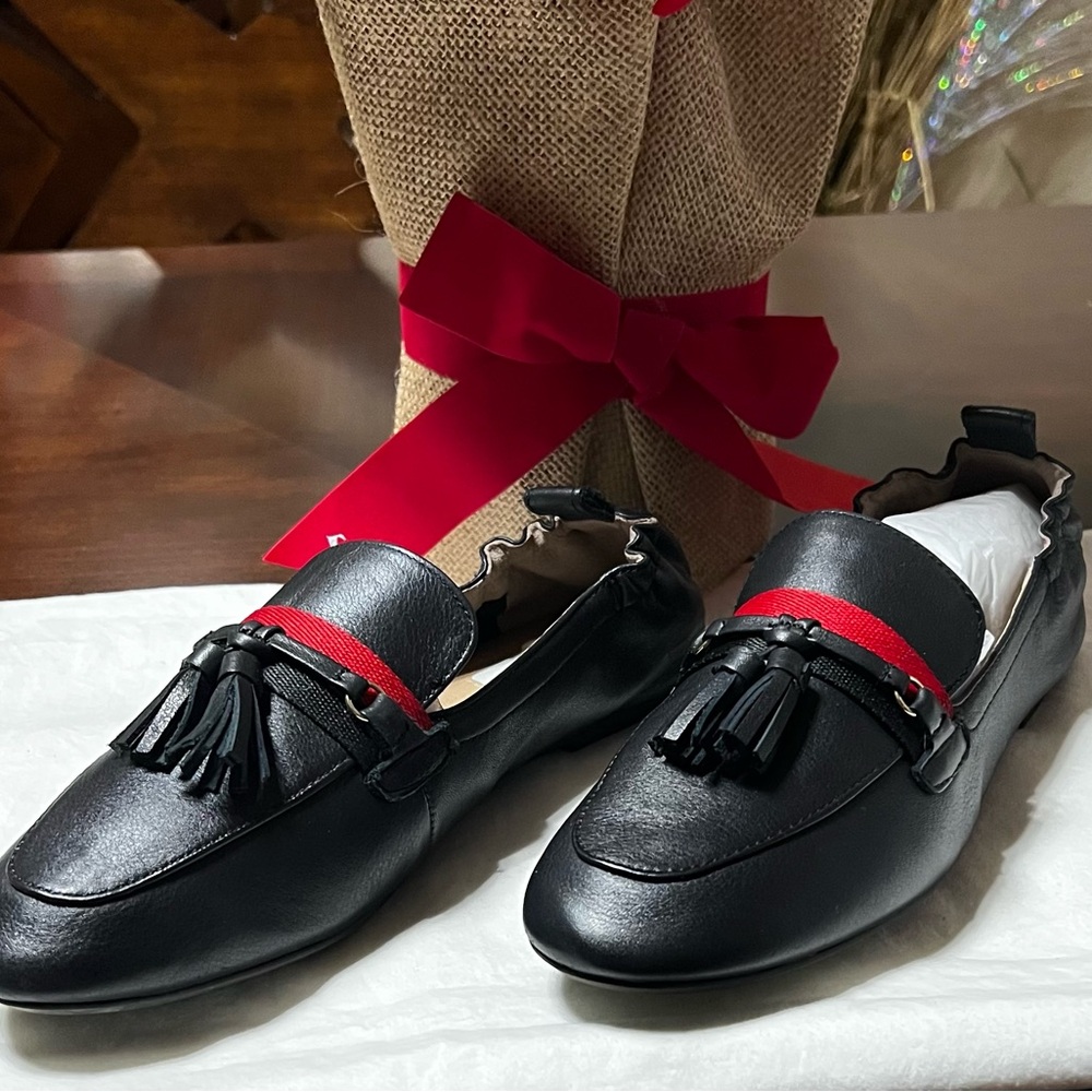 Steve Madden Black Loafers with Tassels and Metallic Detail